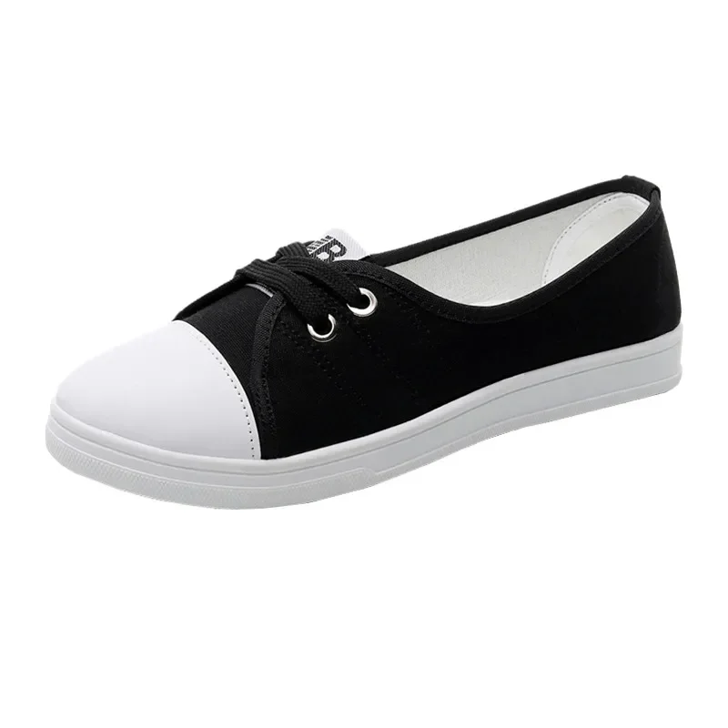 Dame Mode leichte weiße Anti-Rutsch-Komfort schnüren Schüler Schul schuhe Zapatos Frauen niedlich süß schwarz stilvolle Schuhe b87