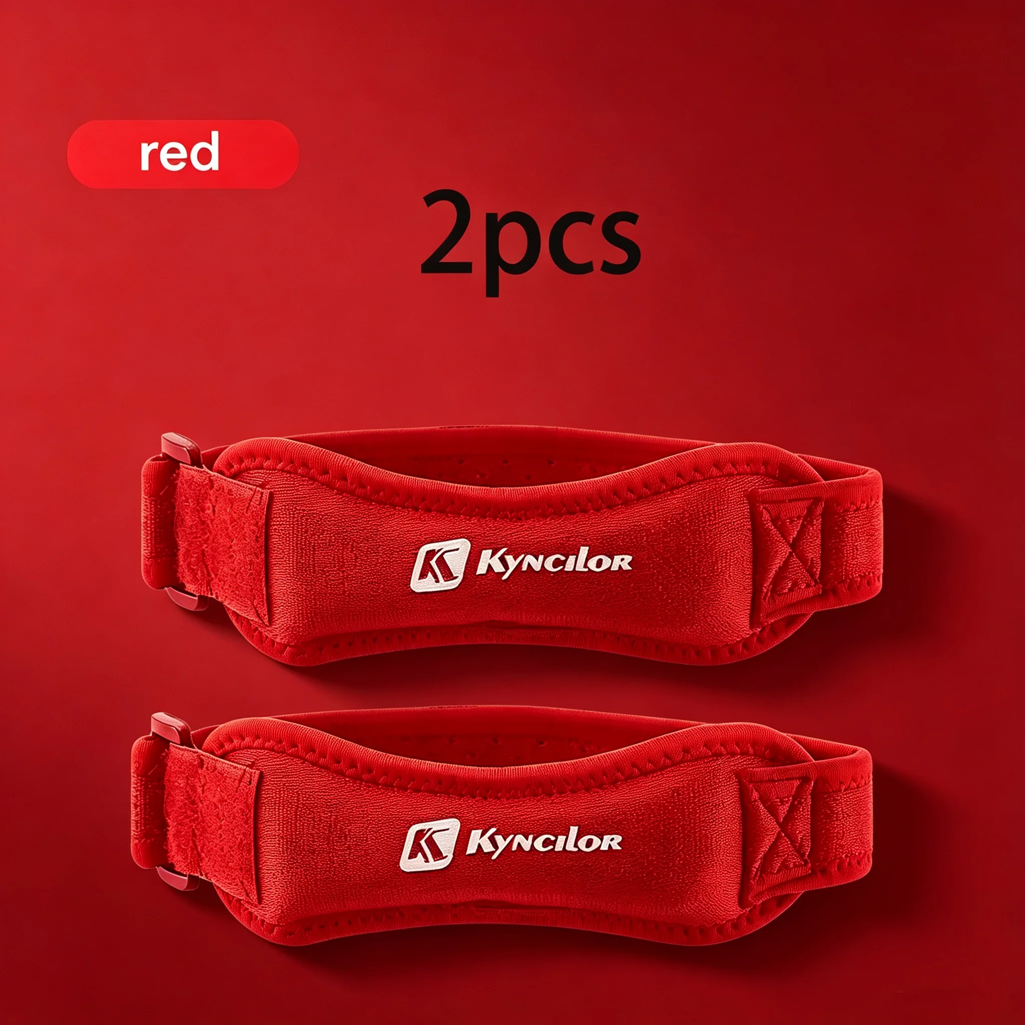 2 PCS Patella Kneecap Band, Adjustable Silicone Knee Tendon Strap, Sports Knee Support Protector for Running Cycling Gym