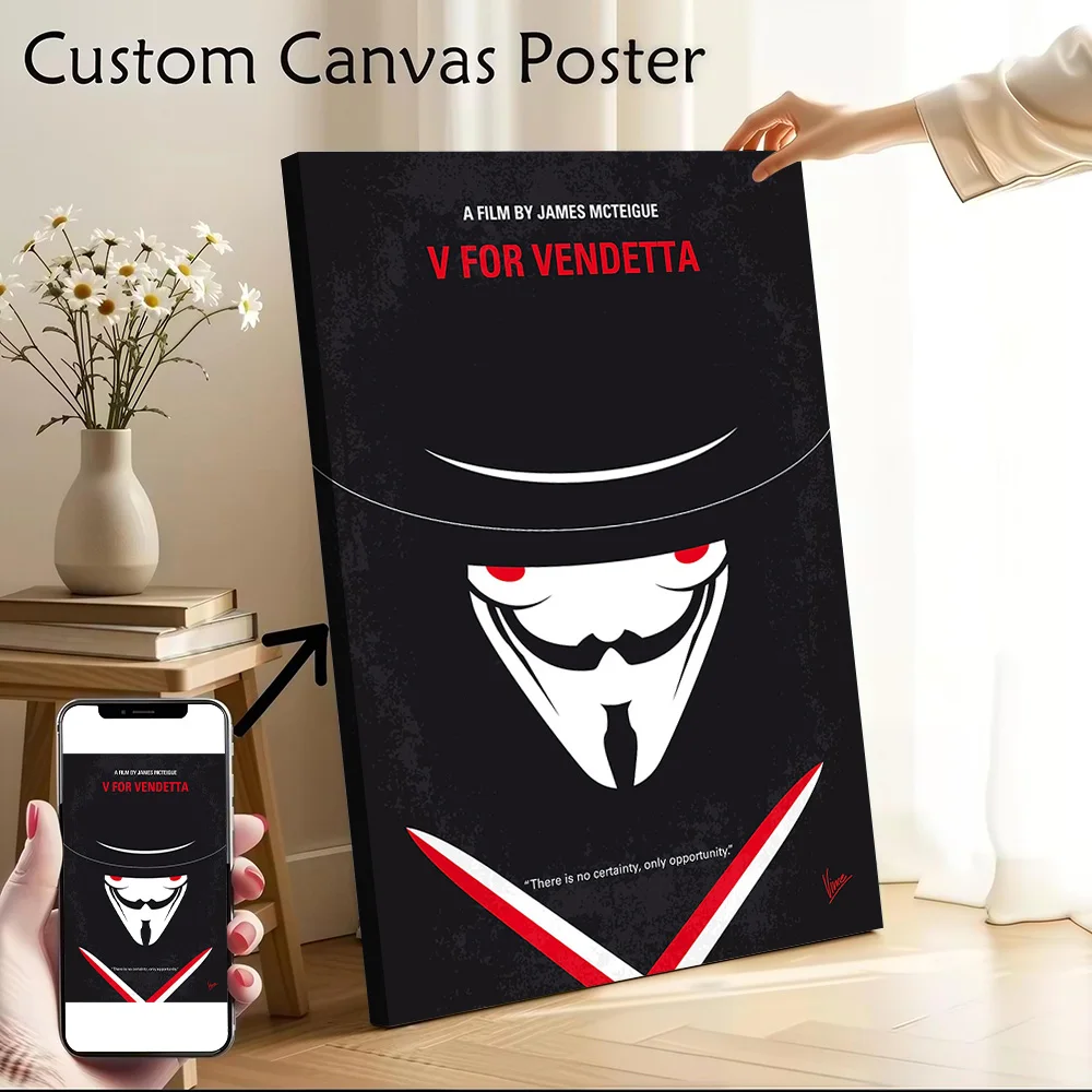 No319 My V for Vendetta Minimal Movie Canvas Poster Customizable Pictures Wall Art Canvas Painting for Room Decorating Interior