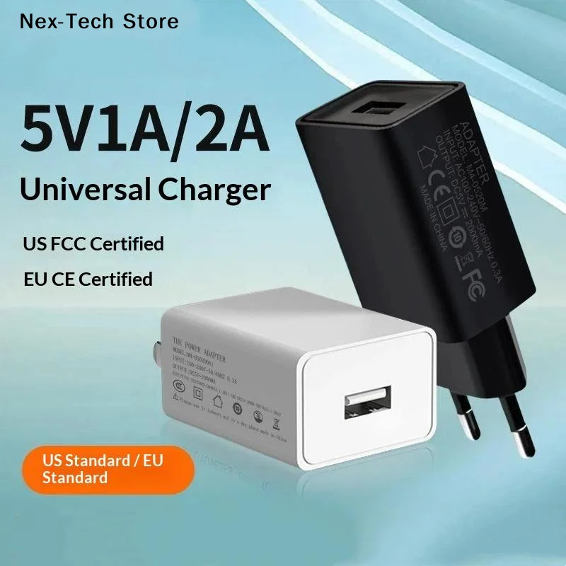 [NT]1Pcs 5V 1A 2A USB Phone Chargers EU/US Plug USB Chargers Universal Travel AC Power Wall Adapters For Phone[NT]