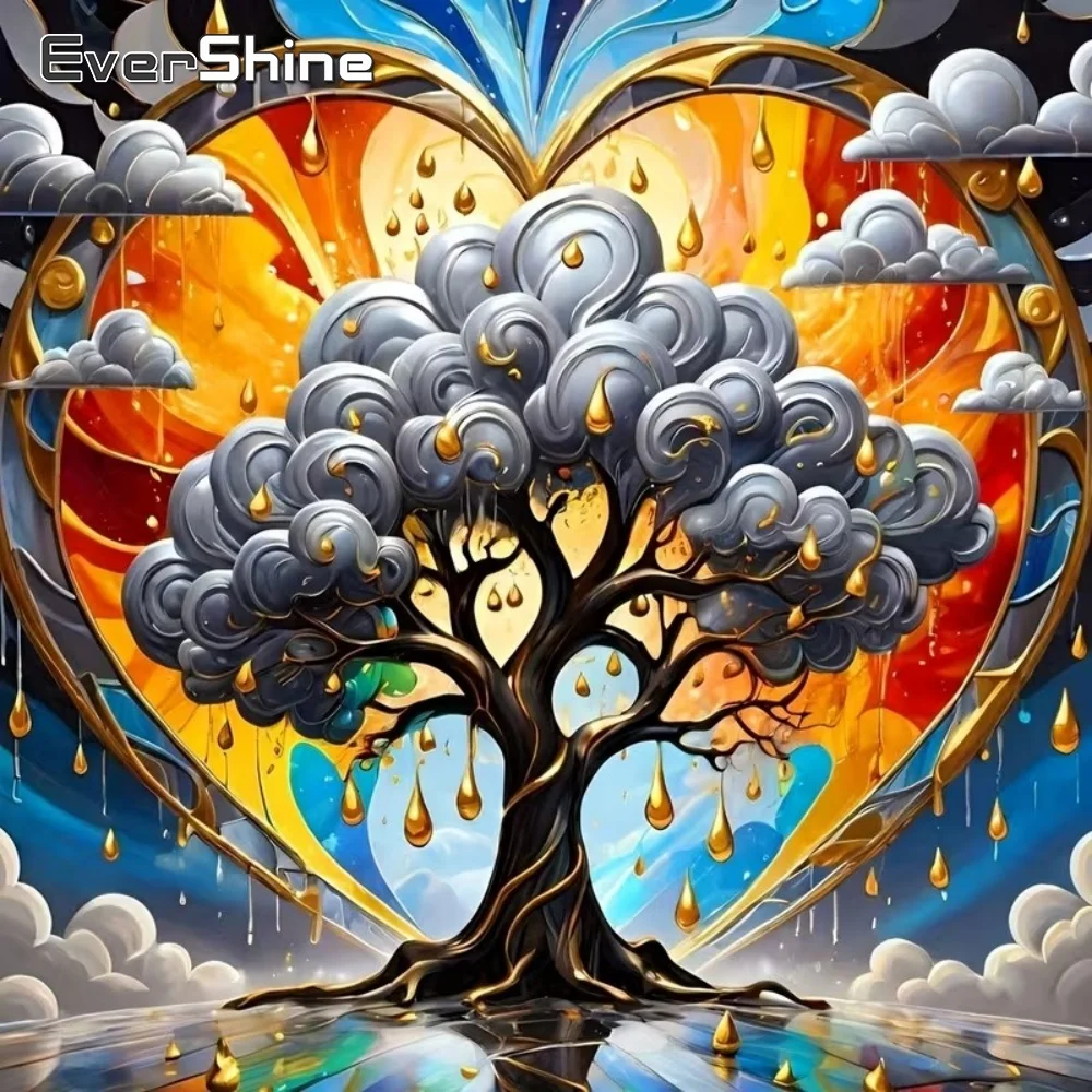 EverShine Full Square Round Diamond Painting Tree Landscape Abstract DIY Kit Embroidery Picture Rhinestones Mosaic Wall Decor