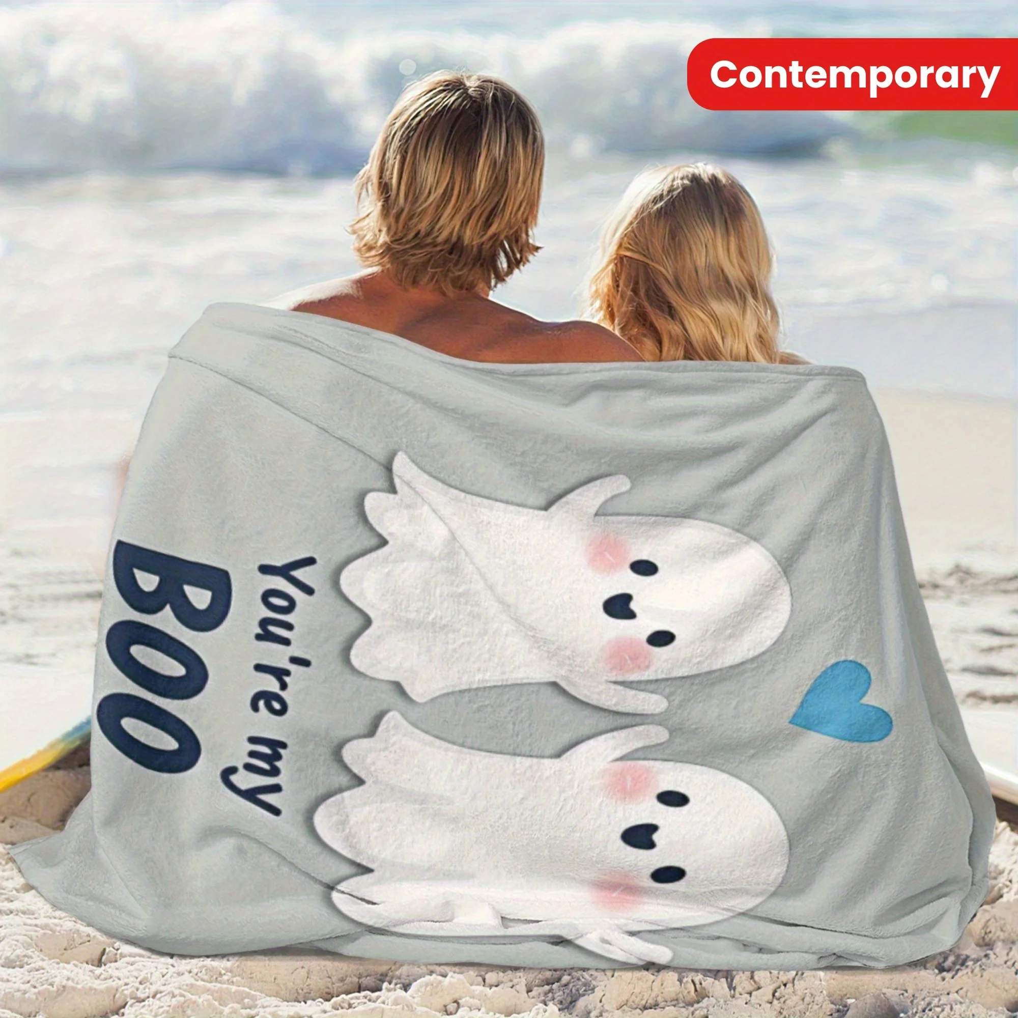 

Cute Printed Flannel Blanket, with 'You're My Boo' Text - Soft, Comfortable, Double-Sided, Machine Washable, Perfect Gift for Ha