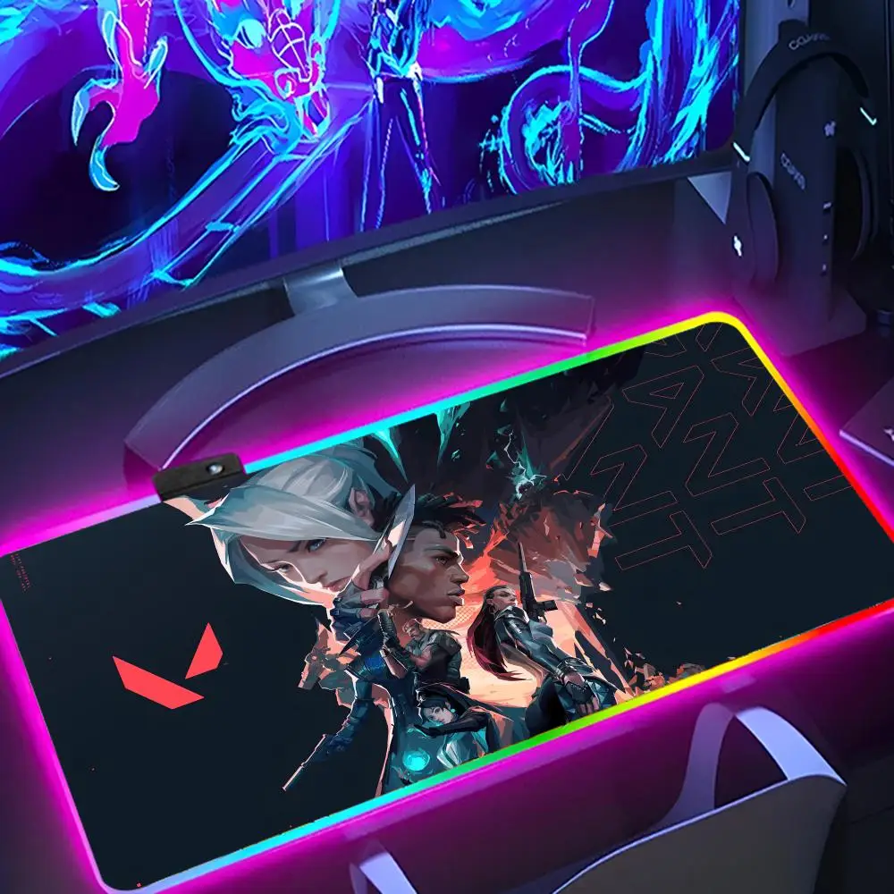 Valorants Mouse Pad Popular Large RGB Mause pads XXL LED Japan made Table Pads Keyboard Mats Desk Rug With Backlit csgo LOL