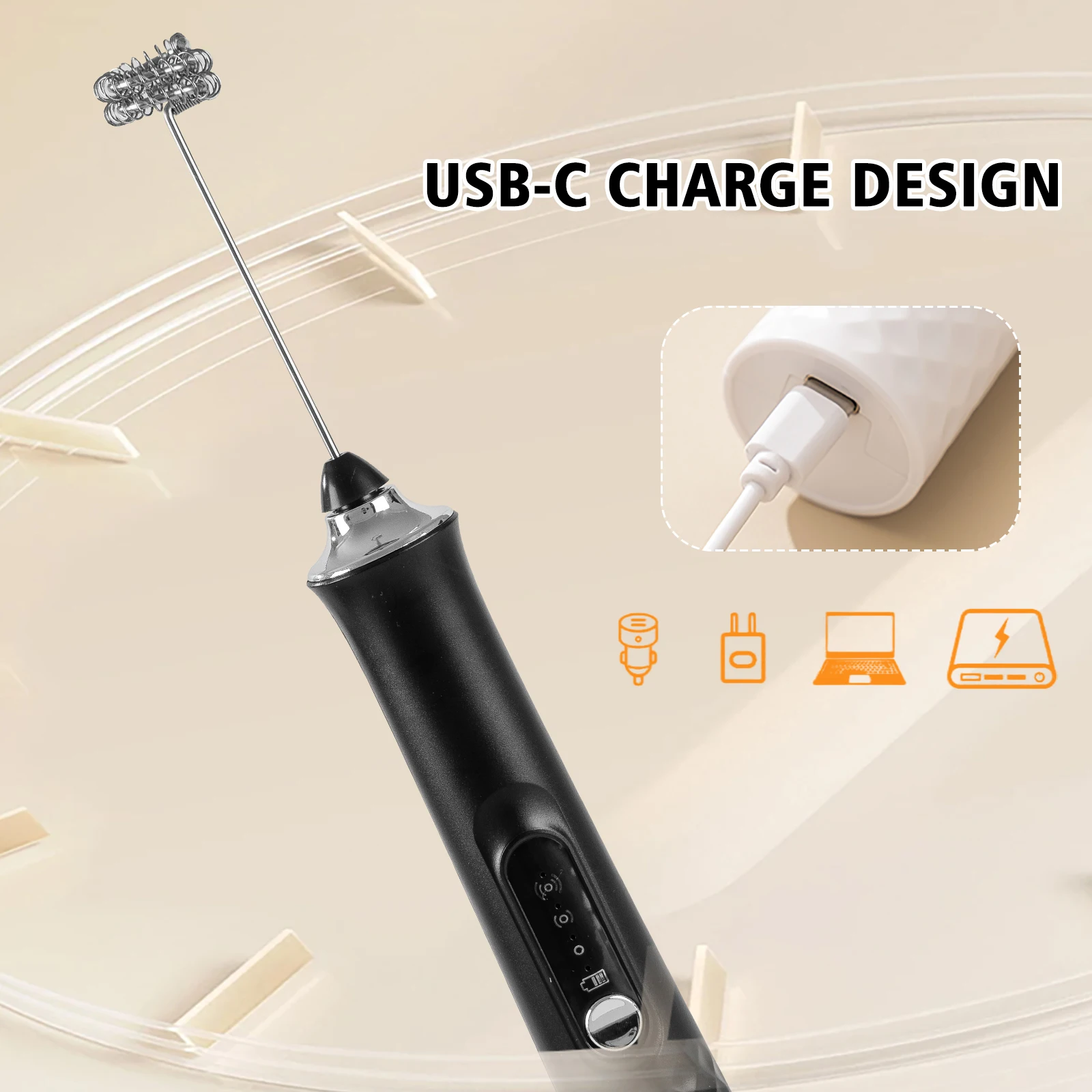 Powerful Electric Milk Frother, Handheld Whisk for Coffee, Latte, Cappuccino, Kitchen Tools, Household Essentials Gift Idea