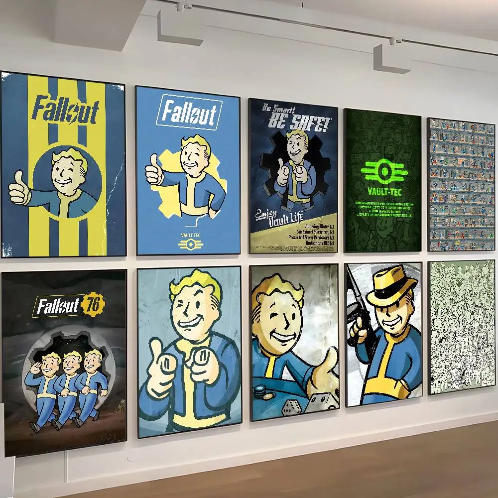 Pôster Artístico Autoadesivo F-Fallout Anime, Impressões em Papel Branco, Decoração para Casa