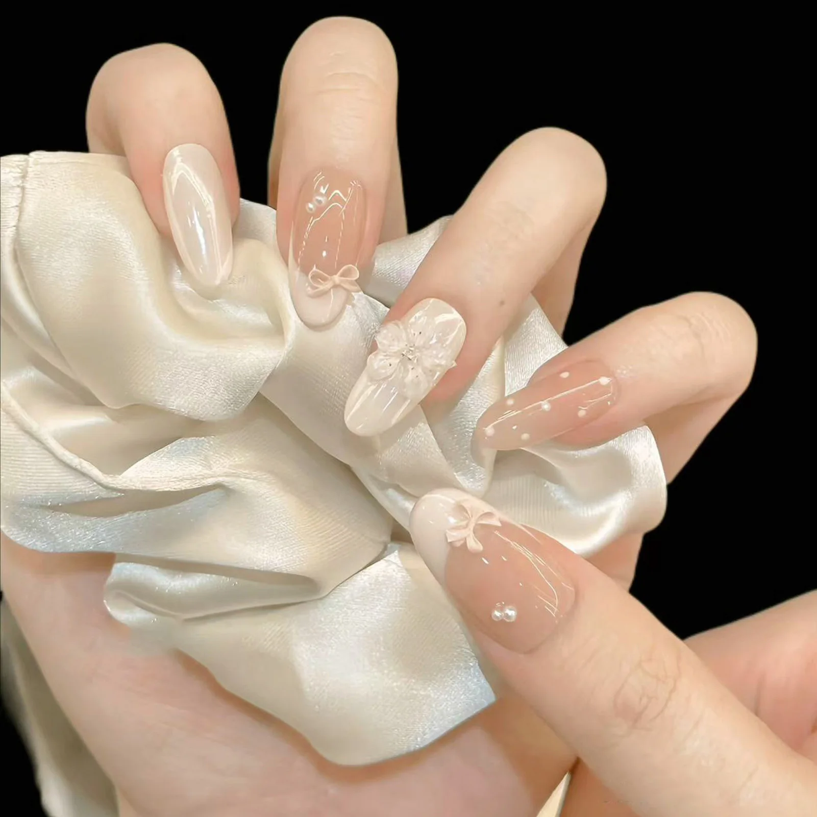 10pcs Cat Eyes Press on Nails with Flash Rhinestone Almond Fake Nails Grids Butterfly DIY Autumn Handmade False Nails image 5