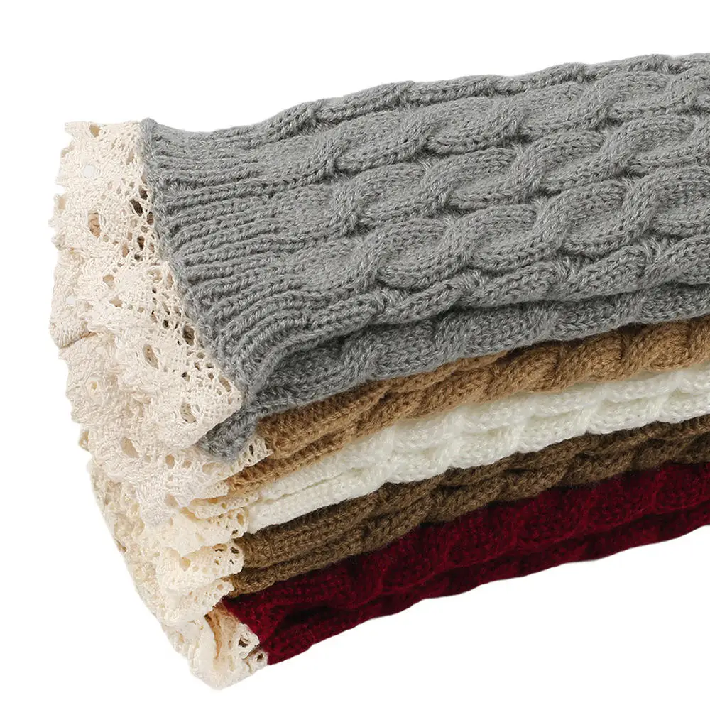 Luvas sem dedos de renda, luvas de inverno acrílicas sem dedos, luvas de meio dedo tricotadas para escrita em tempo frio, uso diário