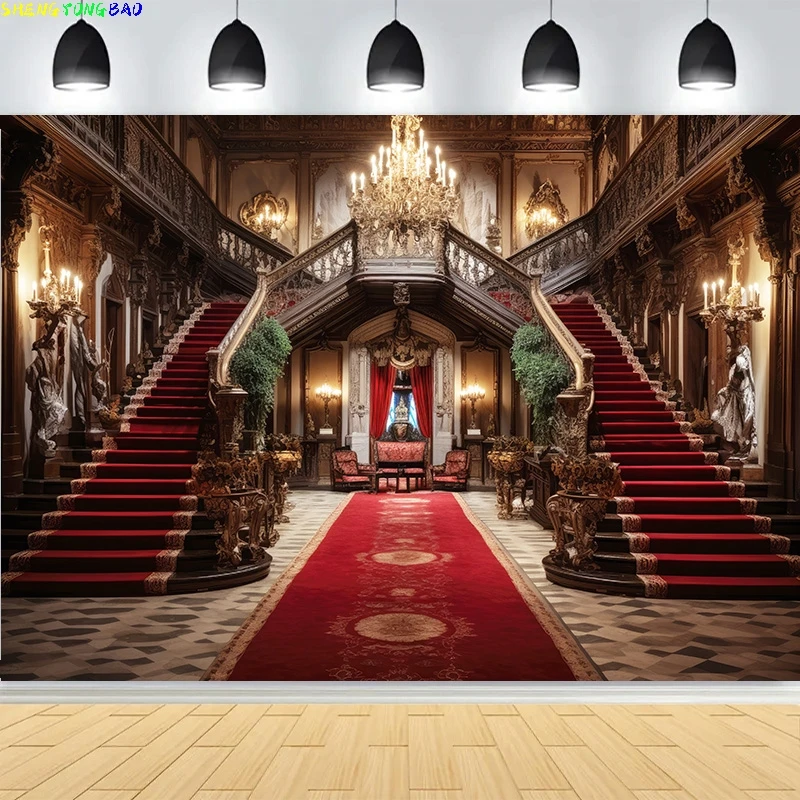 

Golden Palace Interior Background Elegant Hall Marble Columns Arch Windows Luxury Weddings Banquets Photography Backdrops GK-04