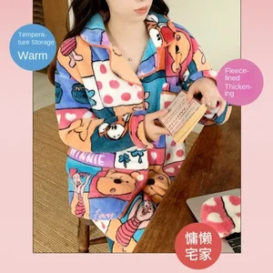 Disney-Pijama de Ursinho Pooh feminino, velo, grosso, quente, desenhos animados, flanela, homewear, inverno, conjunto 2 peças 8 principais vendas pijama do pooh - №3