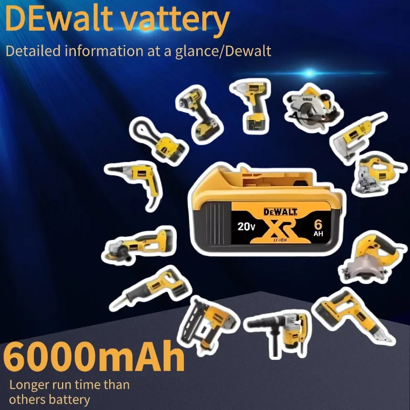

DEWALT DCB200 20V rechargeable battery, large capacity, long battery life, charger, fast charging, DEWALT power tool battery