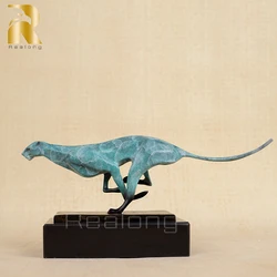 Modern Art Bronze leopard Sculpture Bronze Cheetah Statue  Animal Bronze Statues and Sculptures For Home Desk Decoration Crafts