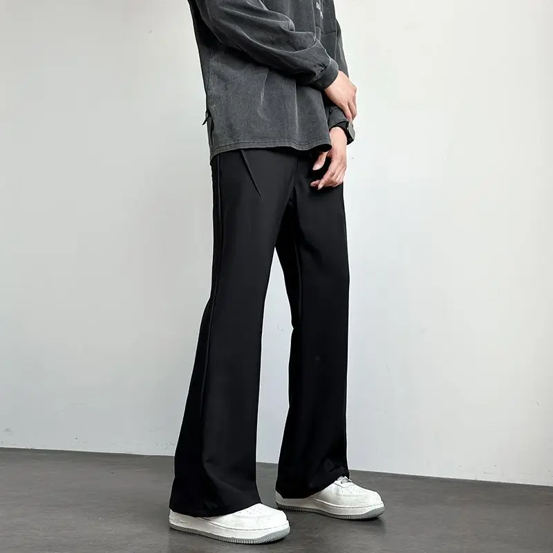 Picture 7: Solid Color Draped Flared Basic Trousers Men's American Retro Autumn Winter Minimalist Casual Pants Loose High Street Suit Pants
