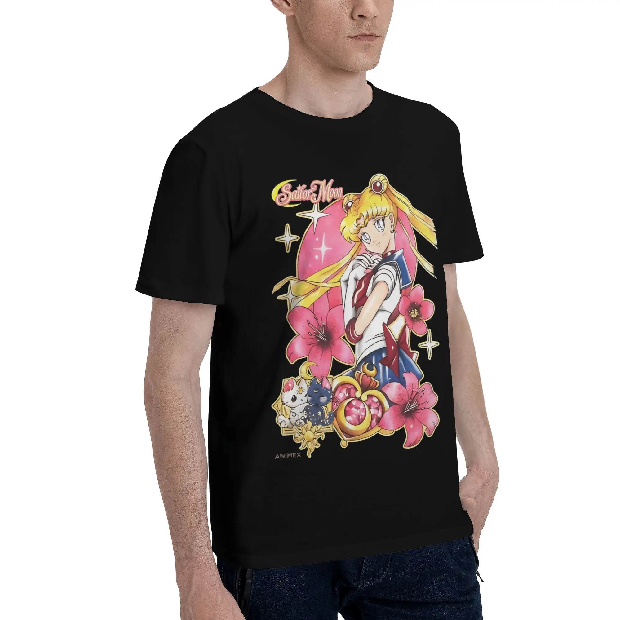 Usagi Tsukino Novelty 100% Cotton T-Shirt Bandai Sailor Moon Tops Tees For Men