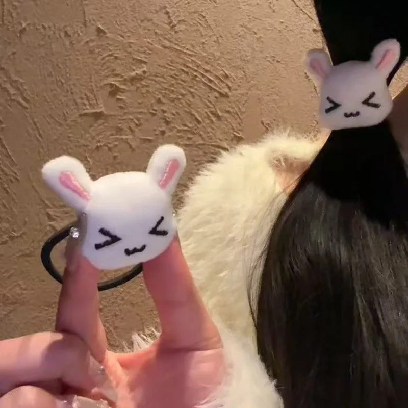 

1/2Pcs Cute Plush Strawberry Bunny Hair Tie Hairband For Lolita Girls Cartoon Rabbit Ponytail Hair Rope Sweet Hair Accessories