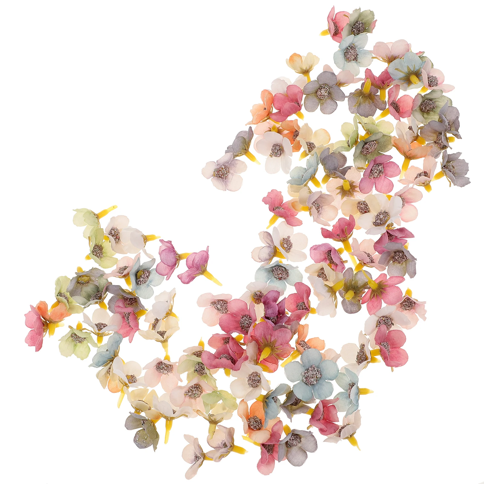 

100pcs Mini Colored Daisy Fake Flower Heads Decorative Silk Artificial Daisies DIY Wedding Party Craft Material