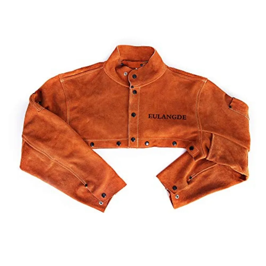 Premium Heat Resistant Leather Welding Cape Sleeve, Adjustable Cuffs, Adjustable Collar for Men and Women