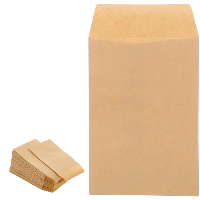 100pcs Kraft Paper Envelopes Small Envelopes Gift Card Envelopes Item Storage Mini Envelopes Seeds Packet Envelopes for Storing