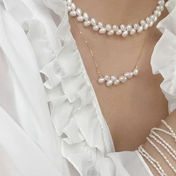 HENGSHENG Wheat Ear Pearl Shape 6-7mm Freshwater Pearls 925 Sterling Silver Necklace Fashion Fine Jewelry Gifts For Women Girls
