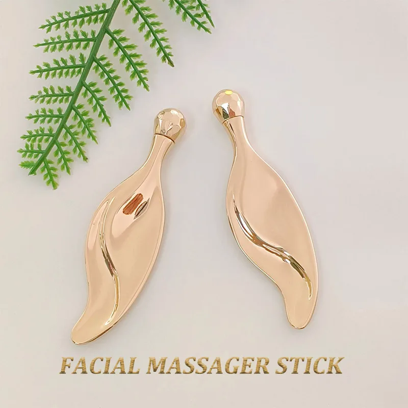 1PC Eye Massager Roller Facial Thining Face Lift Anti Wrinkle Roller Tool Leaf Shaped Metal Scraper Guasha Board Beauty Stick