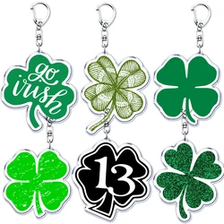 Hot Four Leaf Green Plant Lucky Clover Keychains for Accessories Bag Irish Luck Shamrock Keyrings Jewelry St Patricks Day Gifts