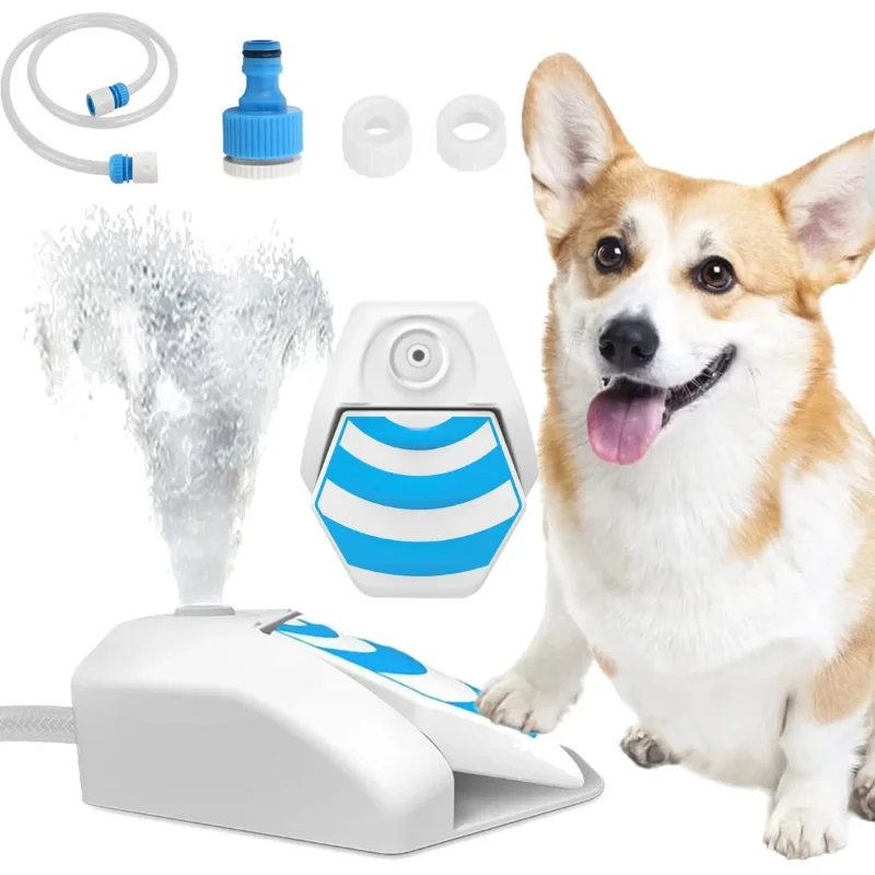 

New Dog Water Fountain with Water Pipe Stepping Type Automatic Feeding Outdoor Pet Water Dispenser Summer Dog Entertainment Toys