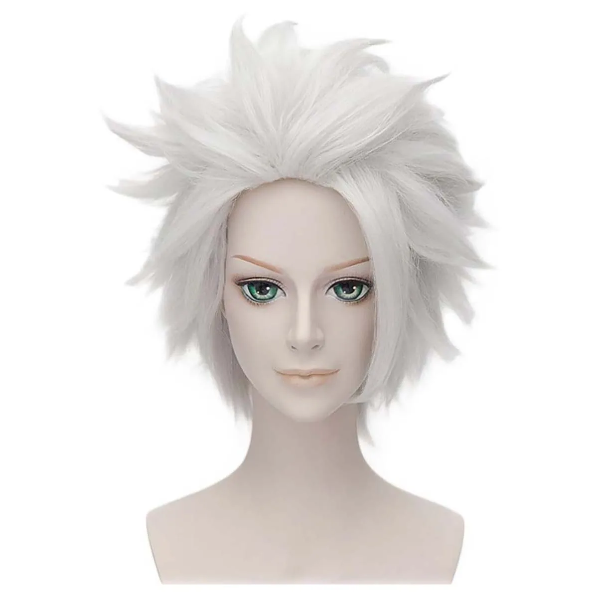 Peruka męska BLEACH Cosplay Hitsugaya Toushirou Krótka Srebrzysto-Biała Warstwowa