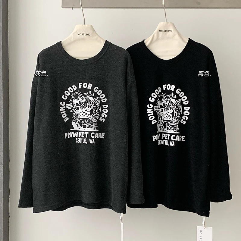 

Fleece Oversize Sweatshirts Long Sleeve Women Black Pullovers Letter Loose Casual Warm Pullovers Jumper Fashion Harajuku Tops