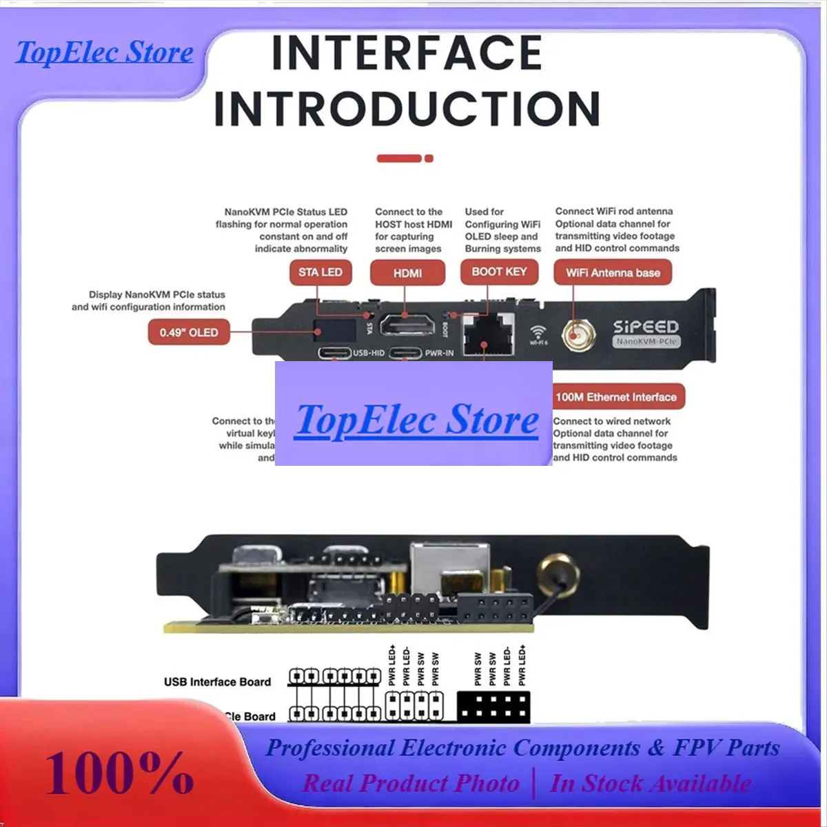 TopEssA26Z NanoKVM-PCIe PiKVM Mini Remote Control Operation And Maintenance Server With POE WIFI, NanoKVM-PCIe-POE-WIFI-Kit