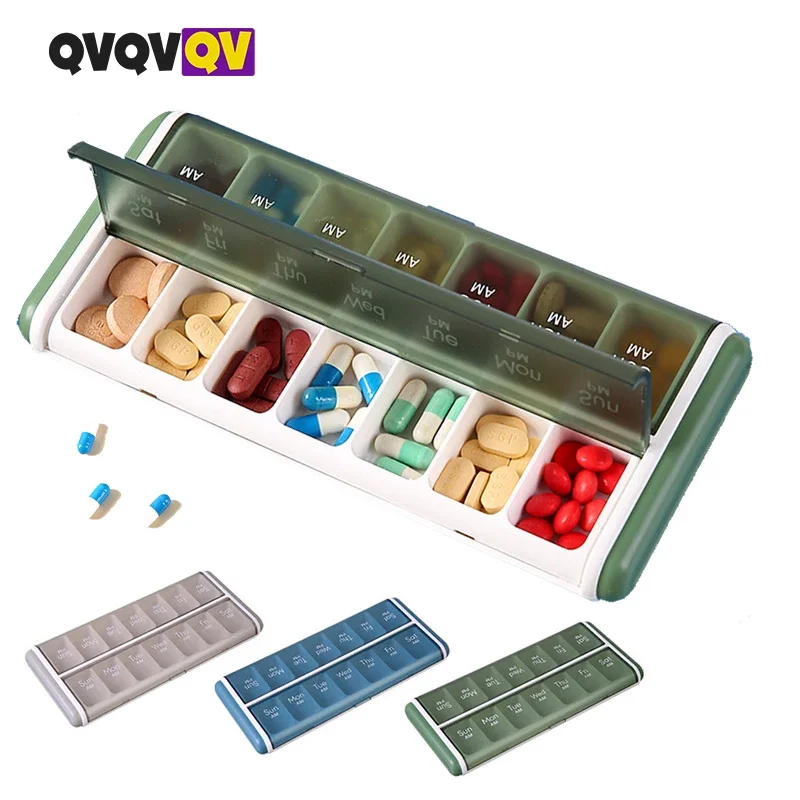 1PCS Pill Organizer 2 Times a Day, Weekly Pill Case, Day Night Pill Container 7 Day, Vitamin Case Dispenser Twice a Day