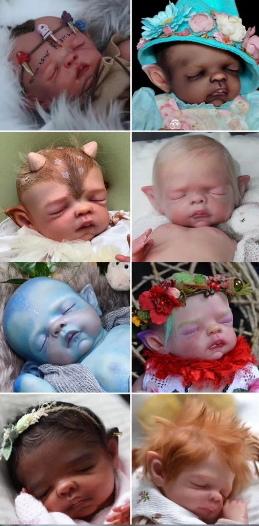 16 Inch Reborn Doll Kit Pumpkin Pixie Soft Touch Vinyl Unpainted Unfinished Doll Parts with Belly Plate And Cloth Body