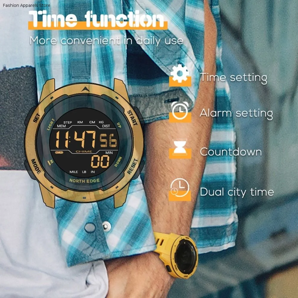 

Waterproof 50m Smart Watch Dual Time Shock Resistant Digital Watch Rubber Strap Digital Alarm Sports Watch Outdoor Sports