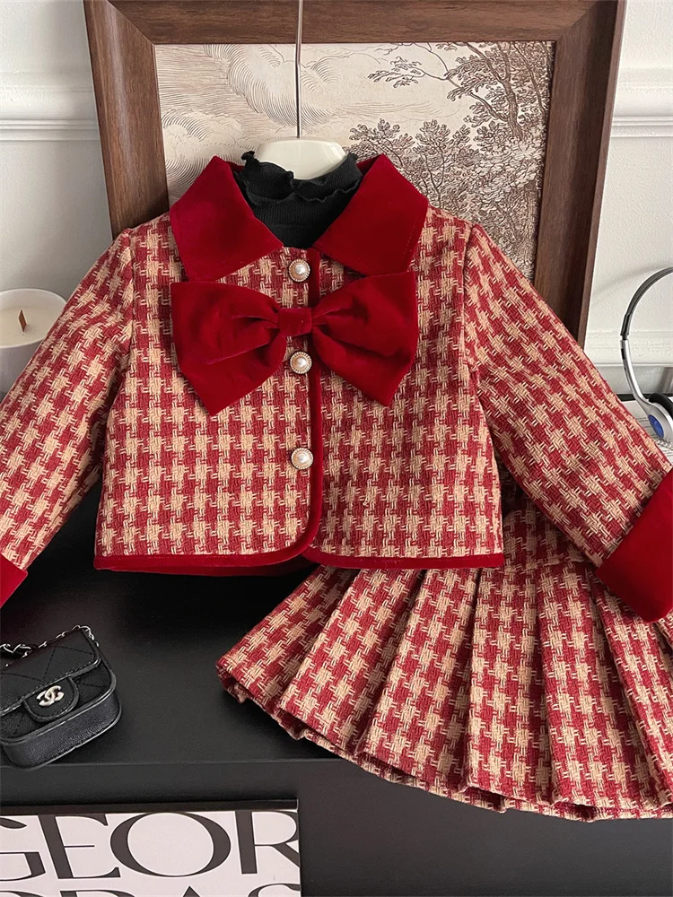 

Комплект из двух предметов для маленьких девочек: модный зимний костюм из хлопковой смеси с узлом, новинка из Кореи