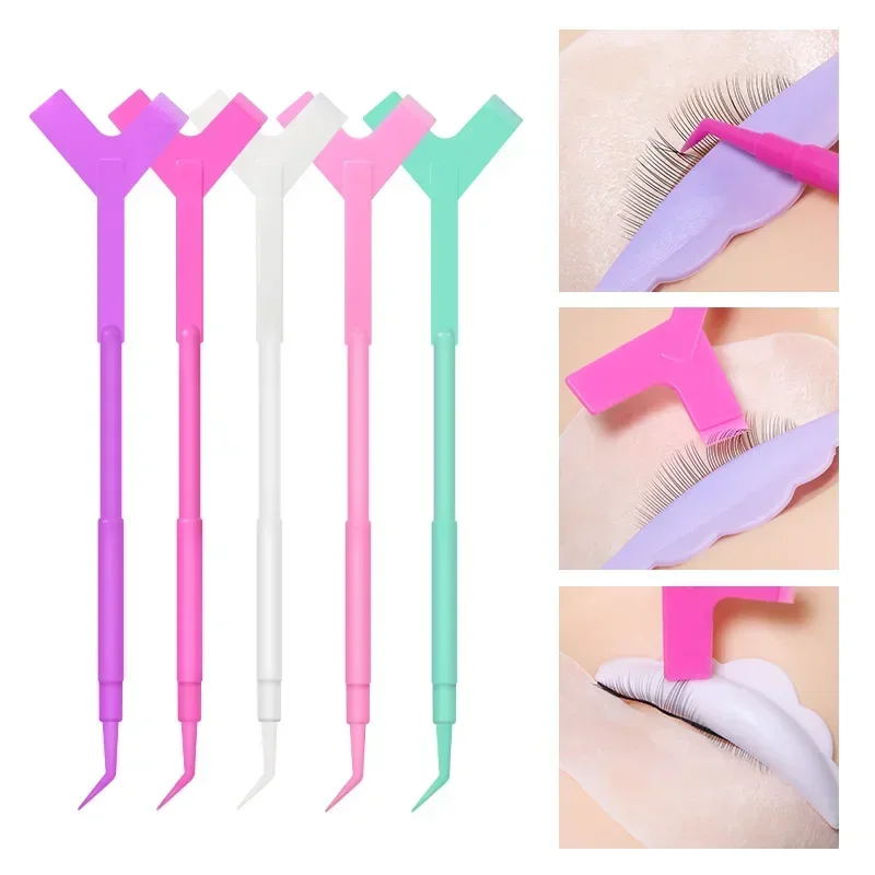 10Pcs Reuseable Eyelash Perming Stick Tool Plastic Eyelash Extension Y Shape Comb Lash Lifting Curler Applicator Make Up Brushes