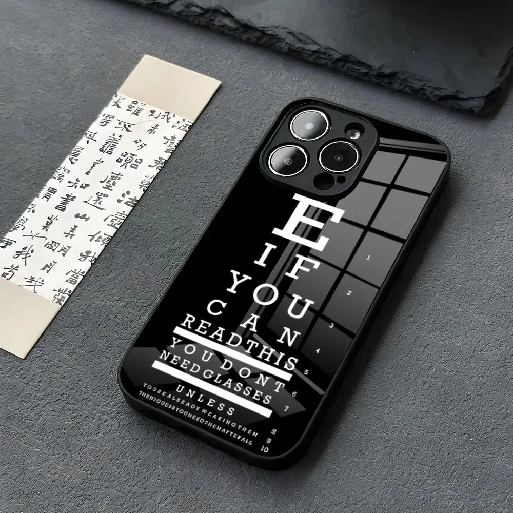 Medical Eye Vision Chart Phone Case for Iphone 15 13 12 14 11 Pro Max Mini X Xr Xs 8 7 Puls 6 glass cover
