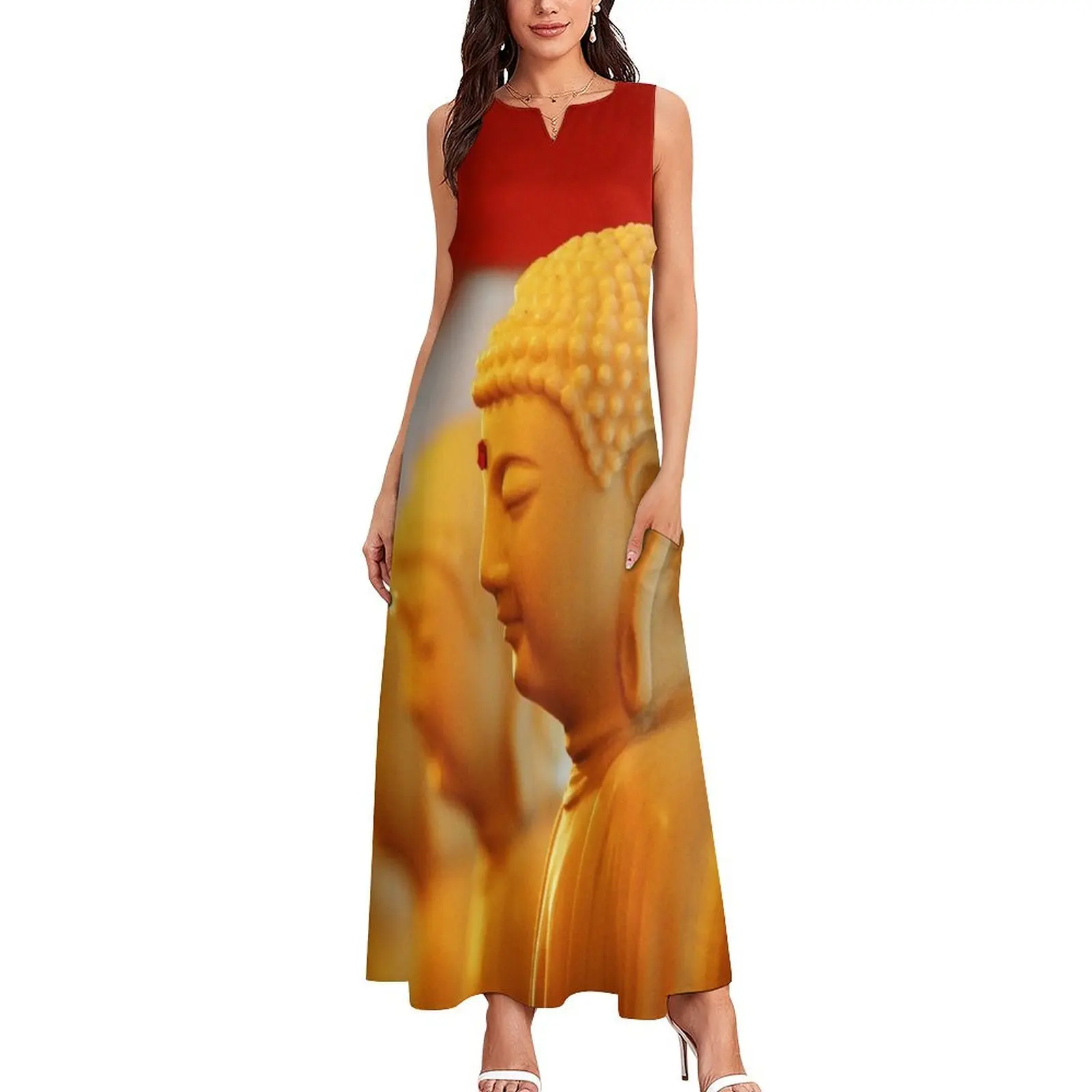 Buddha Statue art Long Dress evening dresses luxury 2025 women's luxury party dress Woman clothing Women long dress