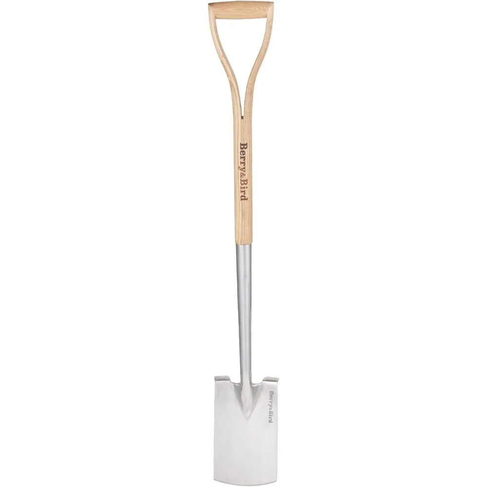 

Garden Digging Spade Stainless Steel Square Border Spade Heavy Duty European Shovel with D-Grip Handle