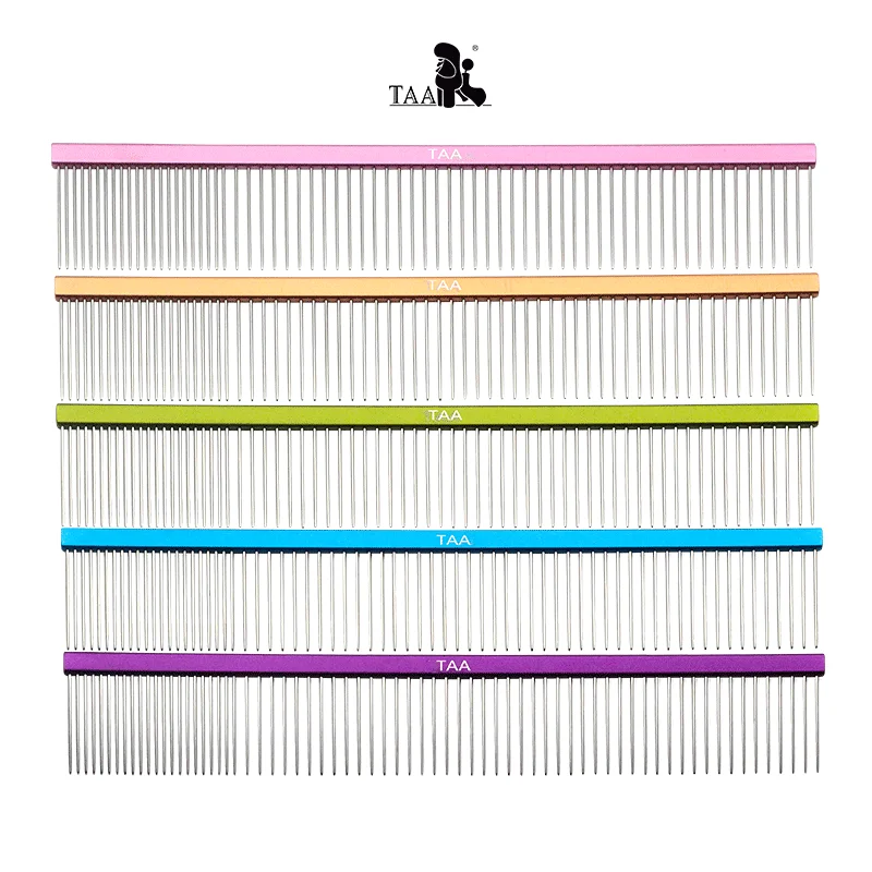 TAA 전문 반려동물 그루밍 빗, 스파스 및 고밀도 줄 빗, TL-24 이중 이빨 빗, 매듭과 엉킴의 털 제거
