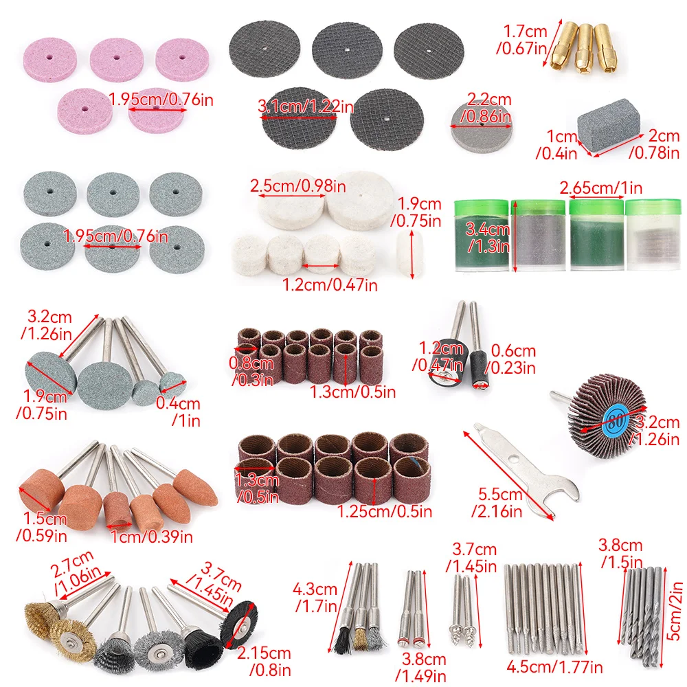 142pcs moedor elétrico ferramenta rotativa acessório bit set para dremel moagem lixar disco de polimento disco de perfuração cortador de ponta da roda