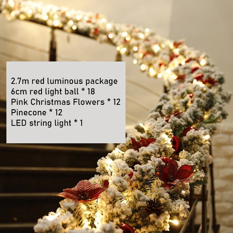 Christmas Decoration Rattan White Velvet Hotel Shopping Mall Entrance Staircase Handrail Decoration Home Decorn Christmas Ball