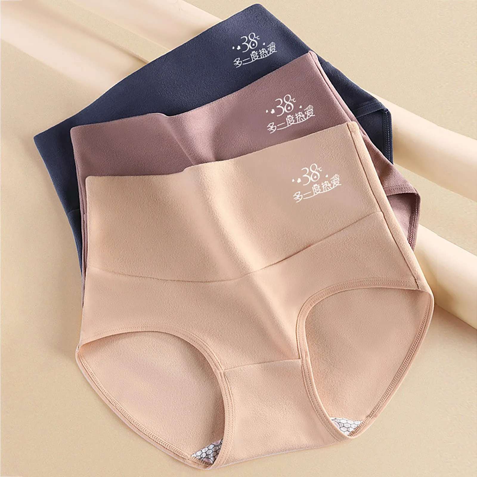 Warm Fleece Thermal High Waist Briefs Seamless Women\'s Underwear Plus Velvet Thicken Menstrual Panties Tummy Lingerie Cotton