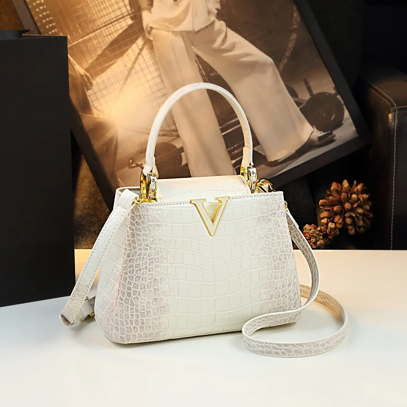 Luxury Fashion White Leather Women Handbags 2024 New Female Small Shoulder Messenger Bag Crossbody Portable Shell Bags