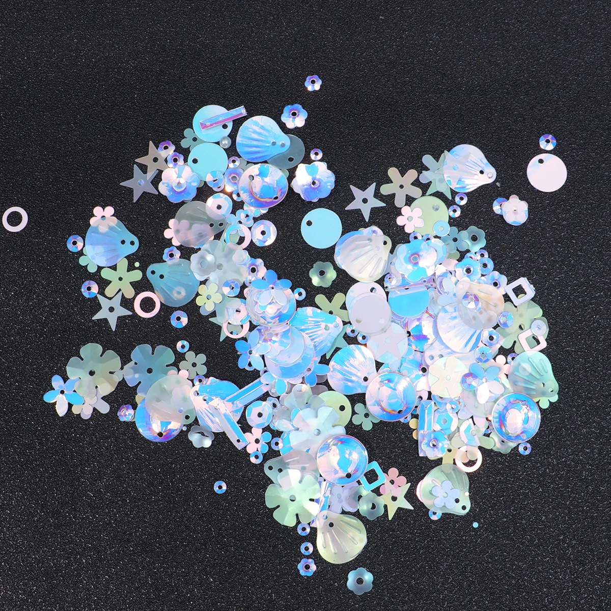 

Colorful Diy Sequins Material Flat Pearls Spaced Beads Set Romantic Decorative Craft Glass Jewelry Accessory For Costume