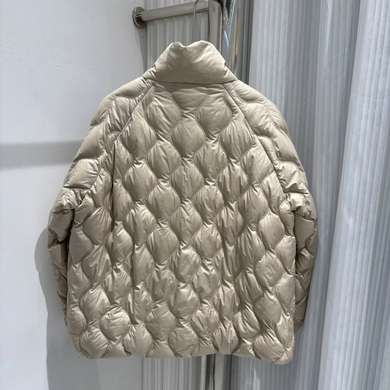 Schinteon المرأة الأبيض بطة أسفل سترة عادية الوقوف طوق دافئ الخريف الشتاء أبلى معطف الموضة جودة عالية 2025 جديد