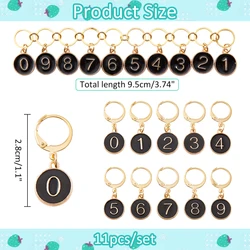 1 Pcs 0-9 Number Knitting Row Counter Chains and 10 Pcs Stitch Markers Alloy Enamel Stitch Marker for Knitting Weaving Sewing