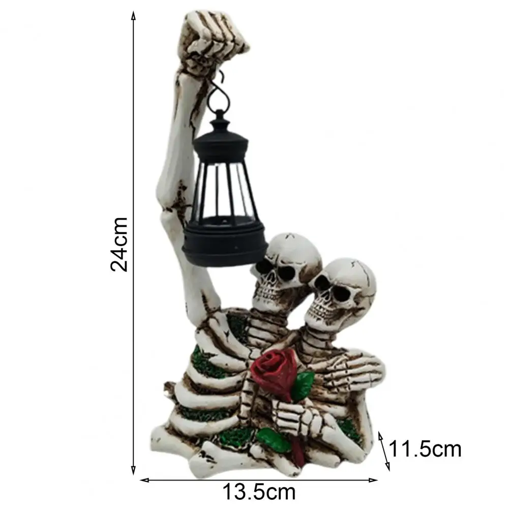 

13*24cm Skeleton Couple LED Lantern Garden Ornaments Solar Powered Statue Resin Figurine Outdoor Yard Decor For Halloween Patio