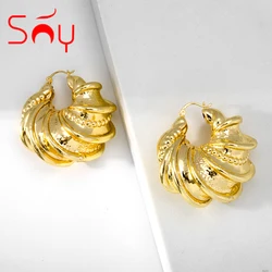 Sunny Jewelry Fashion Exaggerated Hoop Earrings New Copper African Dubai Style For Women High Quality Daily Wear Gift Party