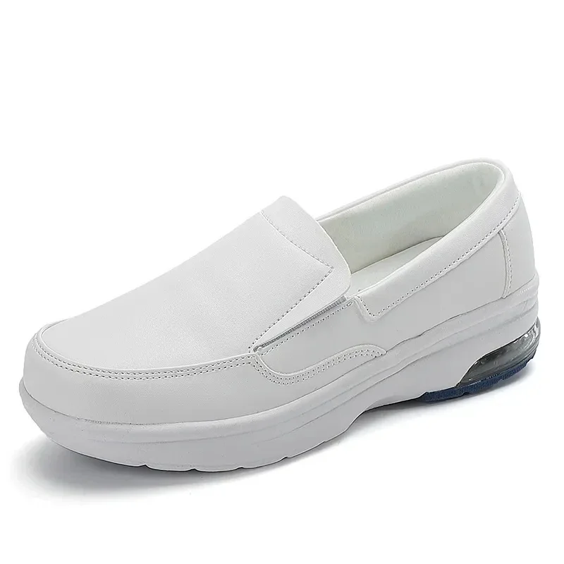 Women Nurse White Shoes Comfortable Women Walking Shoes Breathable Female Flats Footwear Platform Lightweight Slip-On