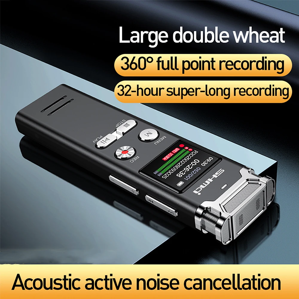 Mini enregistreur vocal numérique, dispositif d'enregistrement Audio, Dictaphone professionnel, double Microphone, lecteur Mp3 Denoise