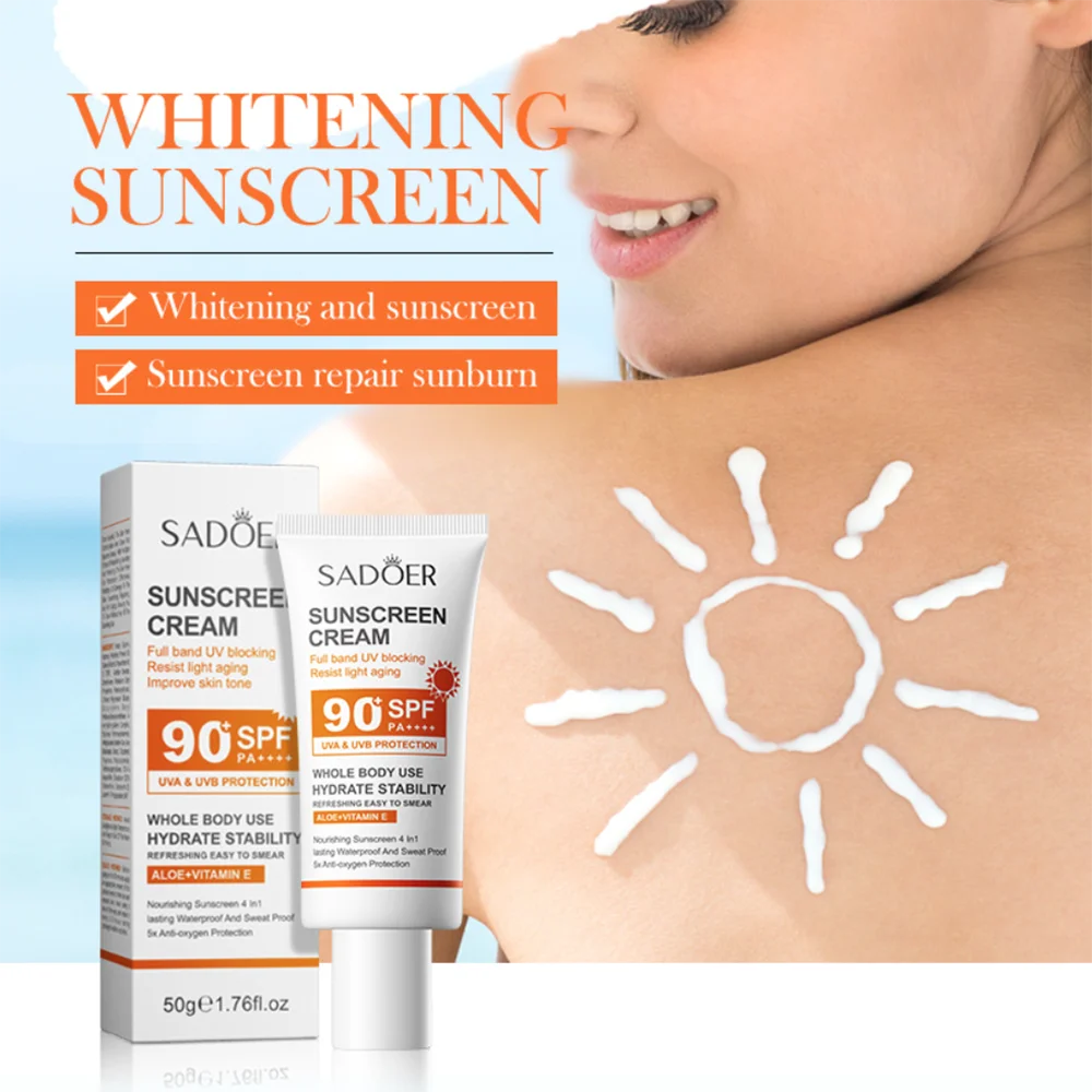 SPF 90 Sunscreen For Face Crème Solaire Sun Protection Cream Protetor Solar Para O Corpo E Rosto Güneş Kremi Clareador De Pele