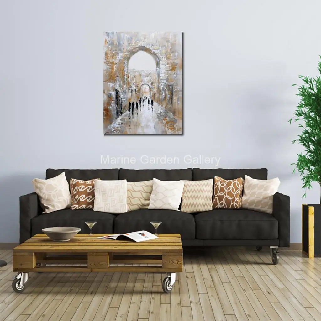 Jewish Kotel Painting Hand Painted Canvas Art Visiting Jerusalem Abstract Textured Traditional Judaic Dining Room Study Decor
